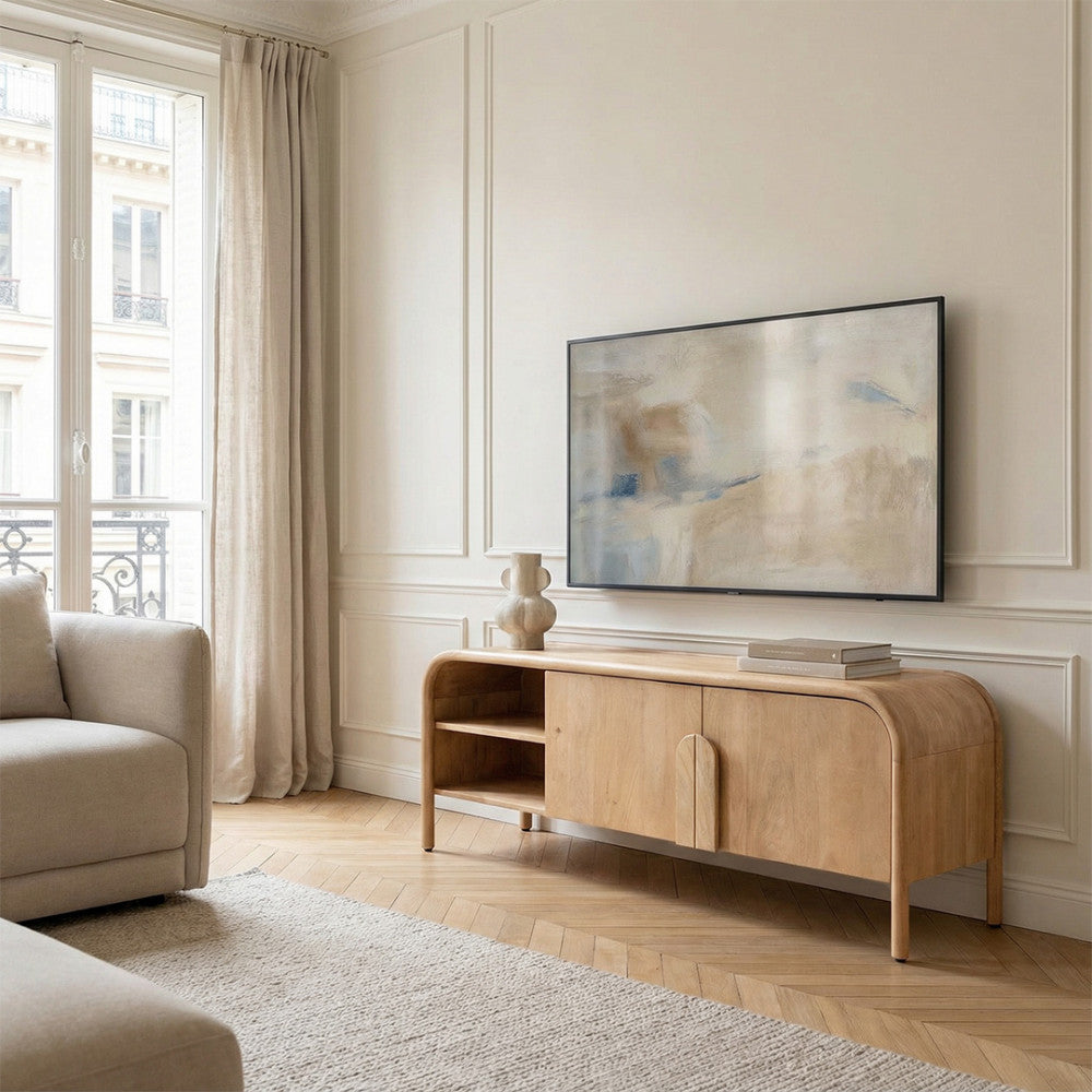 Bali - Mueble de TV de 2 puertas - Madera maciza - Madera clara