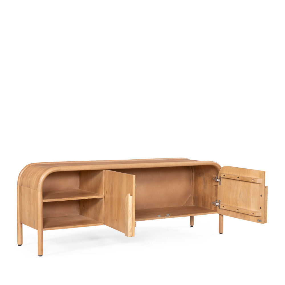 Bali - Mueble de TV de 2 puertas - Madera maciza - Madera clara
