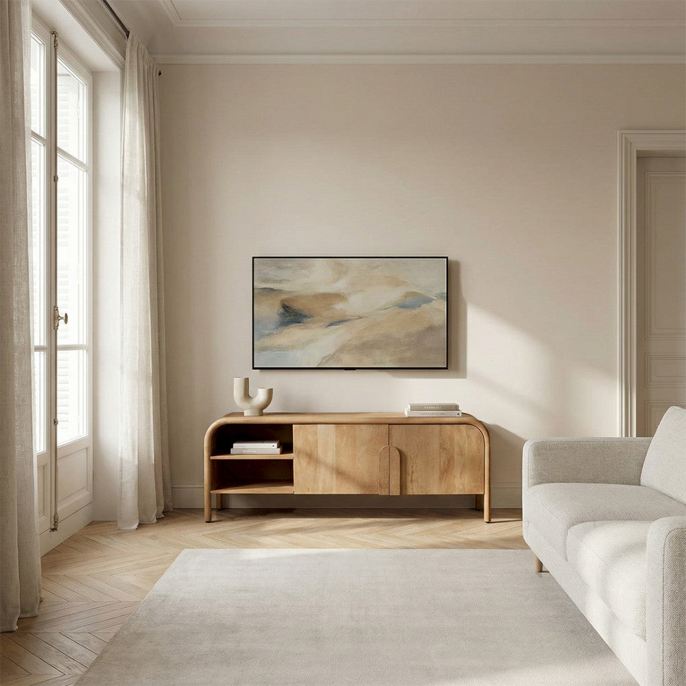 Bali - Mueble de TV de 2 puertas - Madera maciza - Madera clara