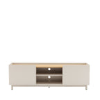 Stanley - Mueble de TV de 2 puertas y metal - Madera - Beige