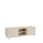 Stanley - Mueble de TV de 2 puertas y metal - Madera - Beige