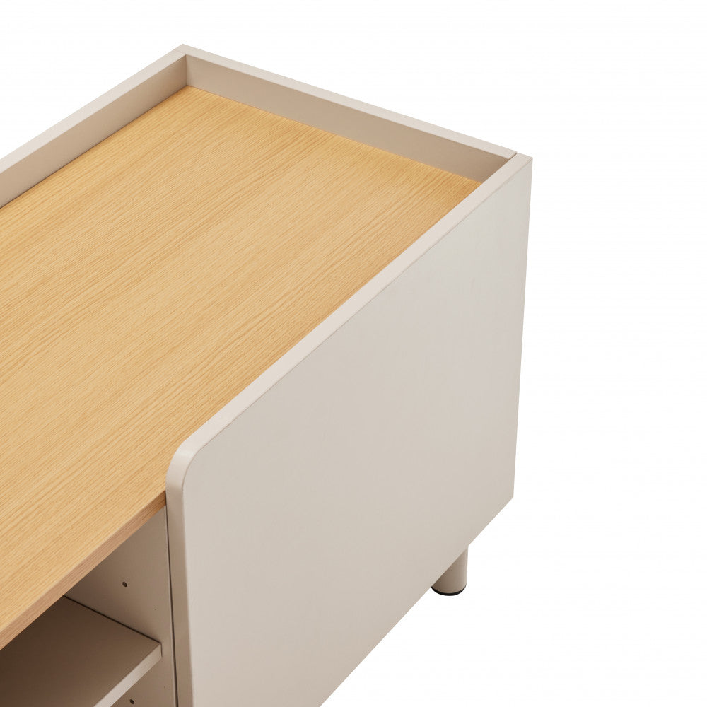 Stanley - Mueble de TV de 2 puertas y metal - Madera - Beige