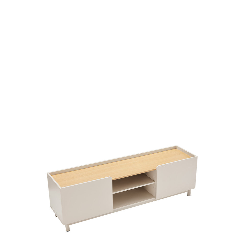 Stanley - Mueble de TV de 2 puertas y metal - Madera - Beige
