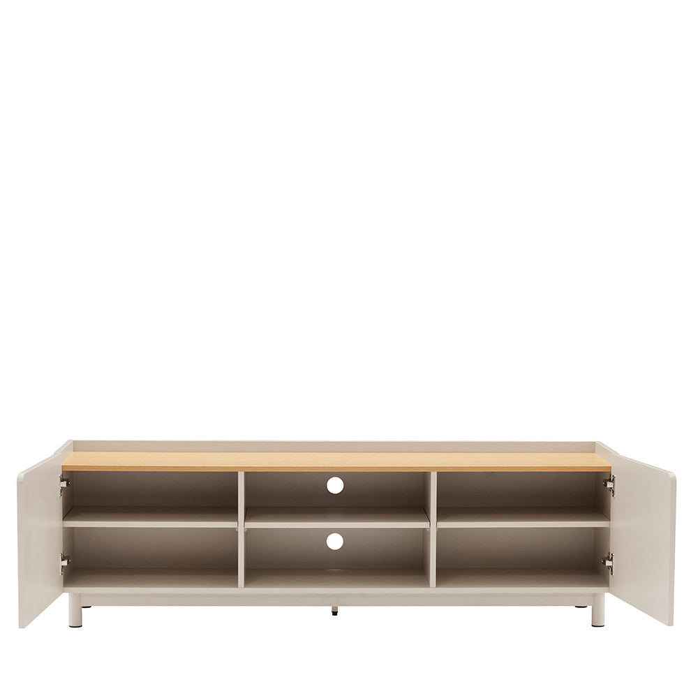 Stanley - Mueble de TV de 2 puertas y metal - Madera - Beige