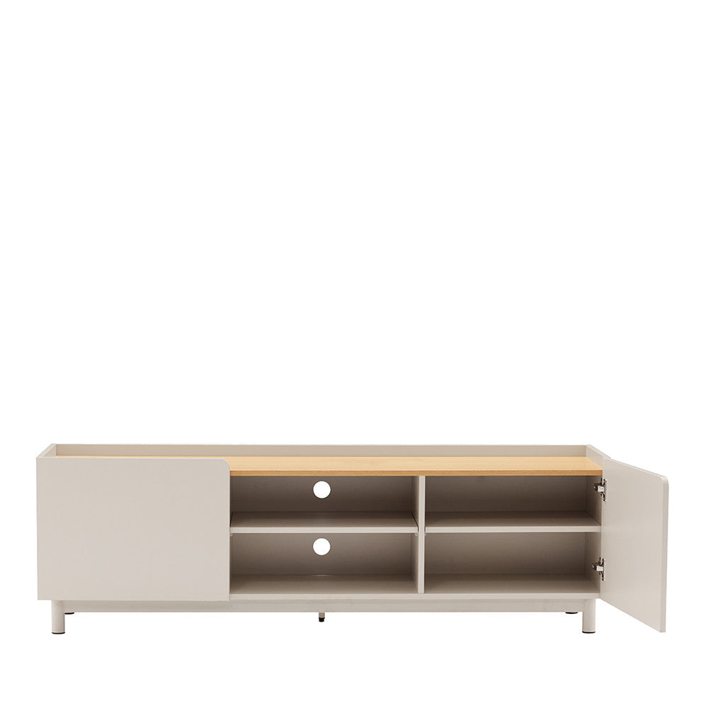 Stanley - Mueble de TV de 2 puertas y metal - Madera - Beige