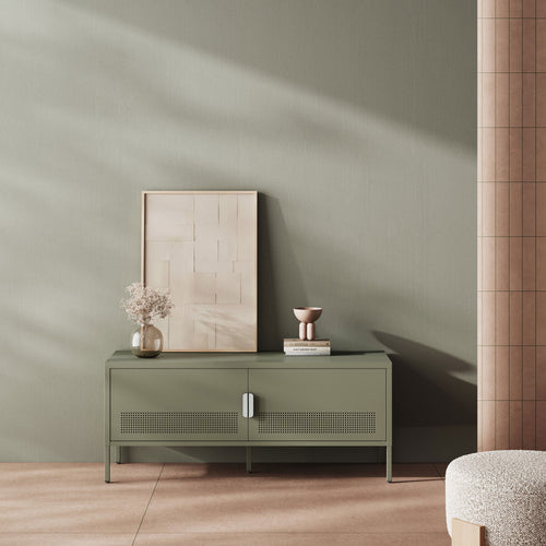 Adel - Meuble TV 2 Portes - Métal - Vert