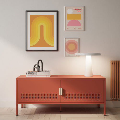 Adel - Meuble TV 2 Portes - Métal - Terracotta