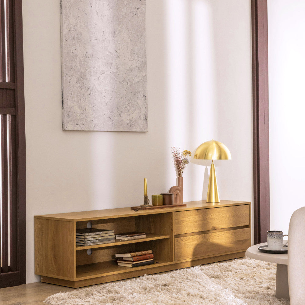 Since - Mueble de TV con 2 cajones y 2 nichos - Madera - Madera clara