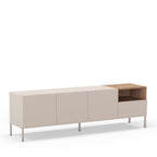 Quenor - Meuble TV 3 Portes 1 Tiroir Et Métal - Bois - Beige