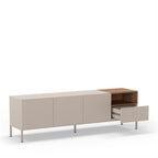 Quenor - Meuble TV 3 Portes 1 Tiroir Et Métal - Bois - Beige