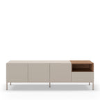 Quenor - Meuble TV 3 Portes 1 Tiroir Et Métal - Bois - Beige