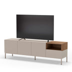 Quenor - Meuble TV 3 Portes 1 Tiroir Et Métal - Bois - Beige