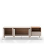 Quenor - Meuble TV 3 Portes 1 Tiroir Et Métal - Bois - Beige
