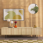 Lines - Mueble TV de madera clara con 4 puertas