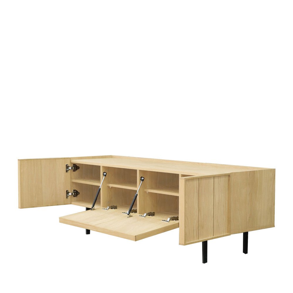 Lines - Mueble TV de madera clara con 4 puertas