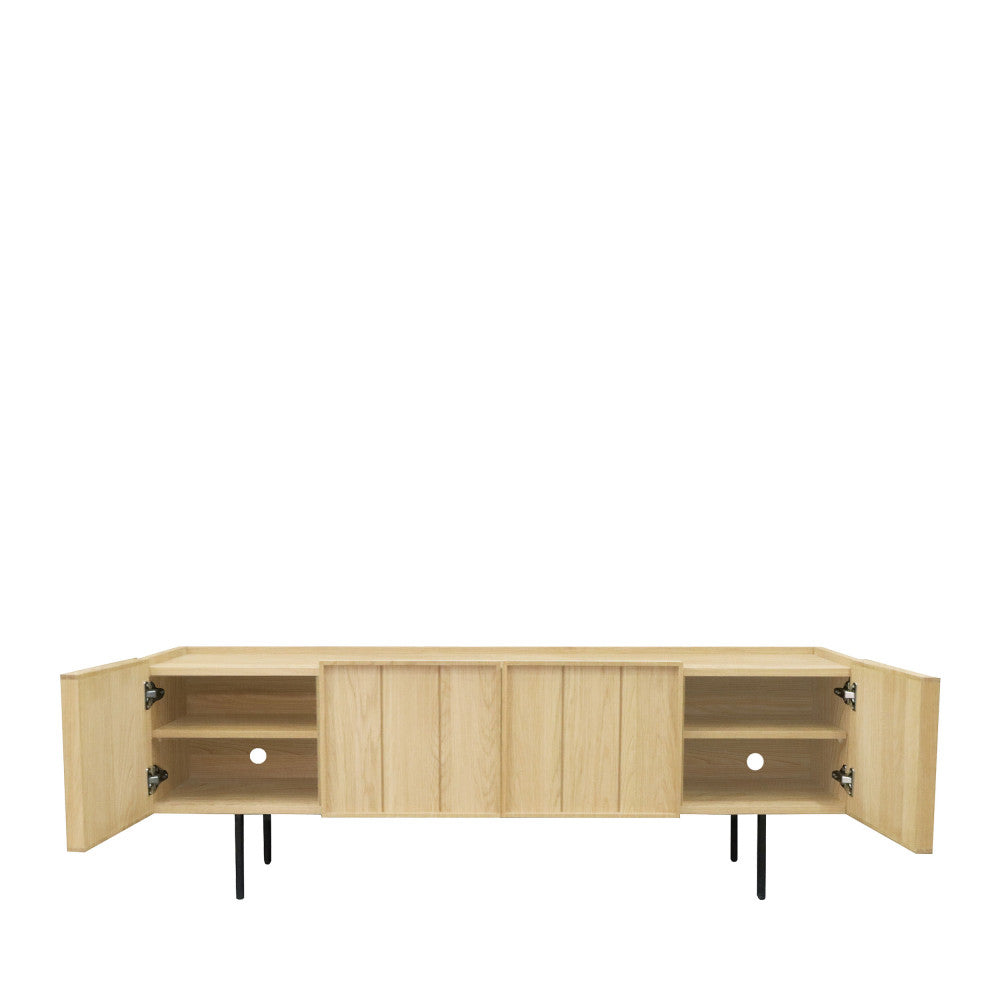 Lines - Mueble TV de madera clara con 4 puertas