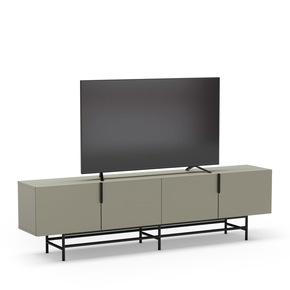 Vintara - 4-Door TV Unit - Wood and Metal - Almond Green