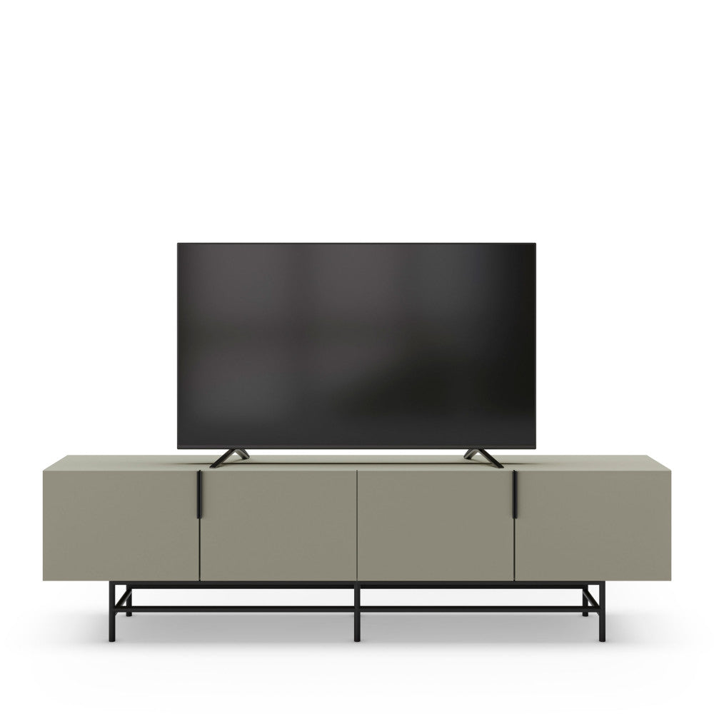Vintara - 4-Door TV Unit - Wood and Metal - Almond Green