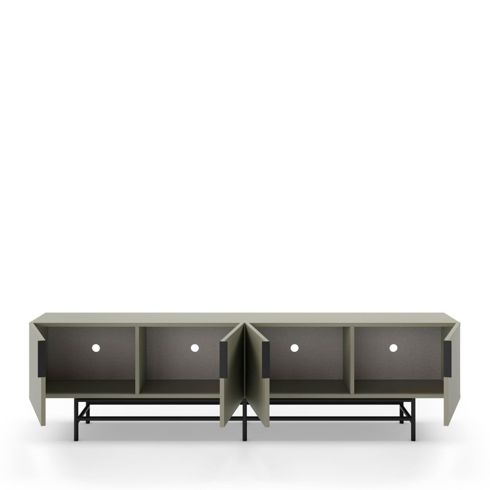 Vintara - 4-Door TV Unit - Wood and Metal - Almond Green