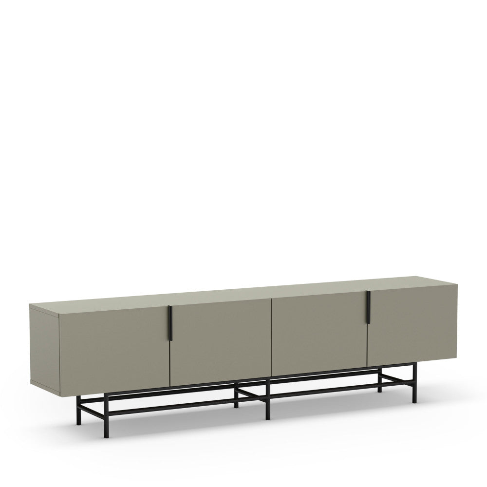 Vintara - 4-Door TV Unit - Wood and Metal - Almond Green