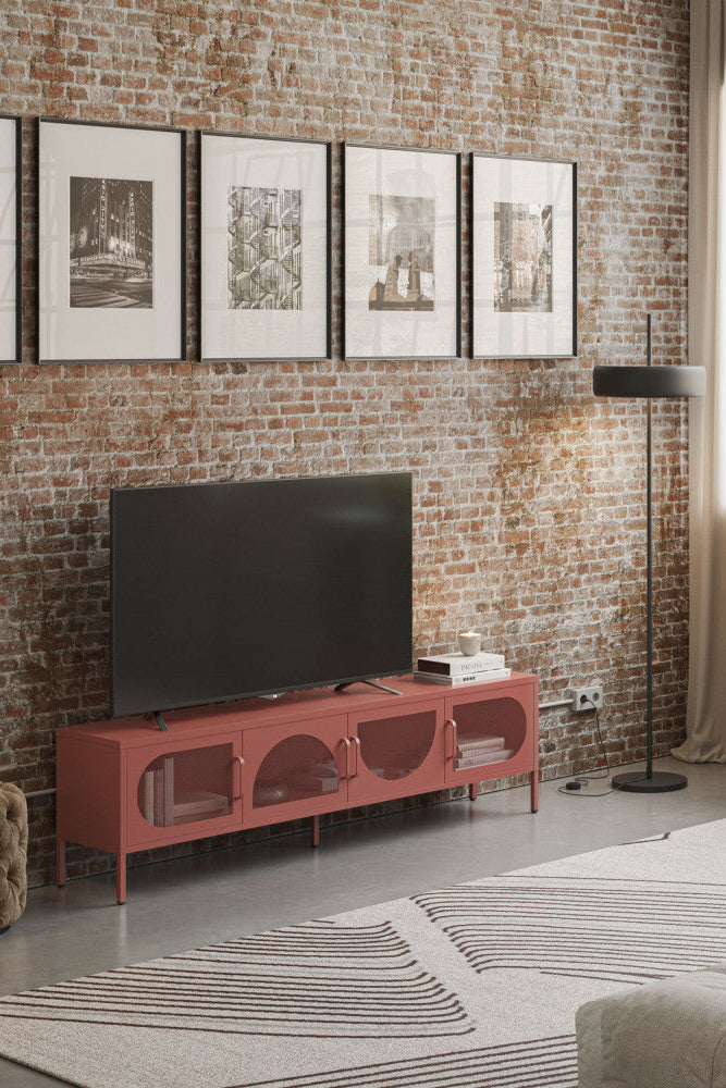 Zio - Meuble TV 4 Portes - Métal - Terracotta
