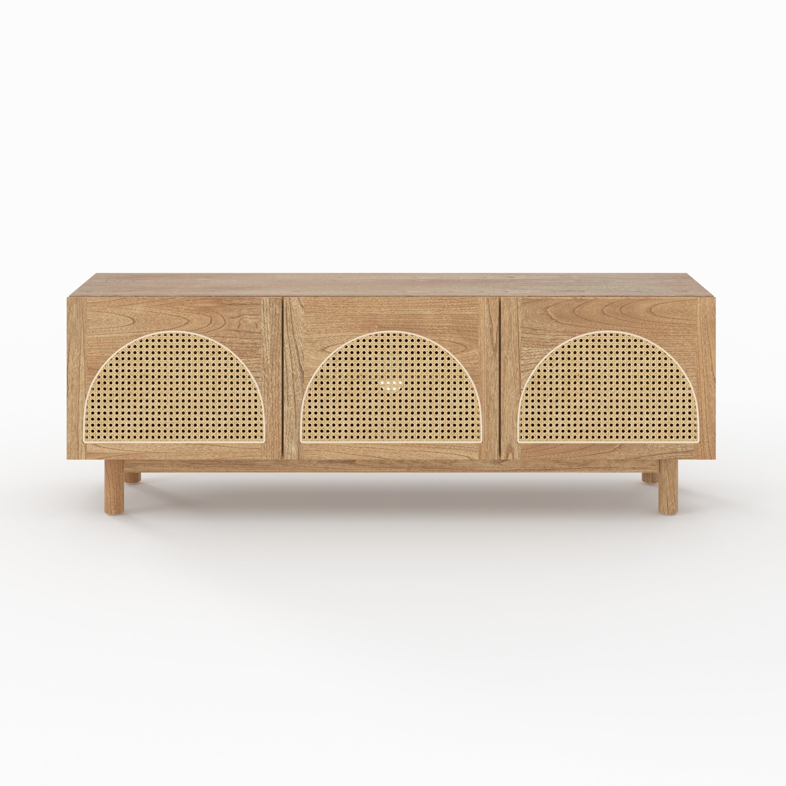 Delya - Mueble TV De Madera Maciza Y Ratán De Mindi