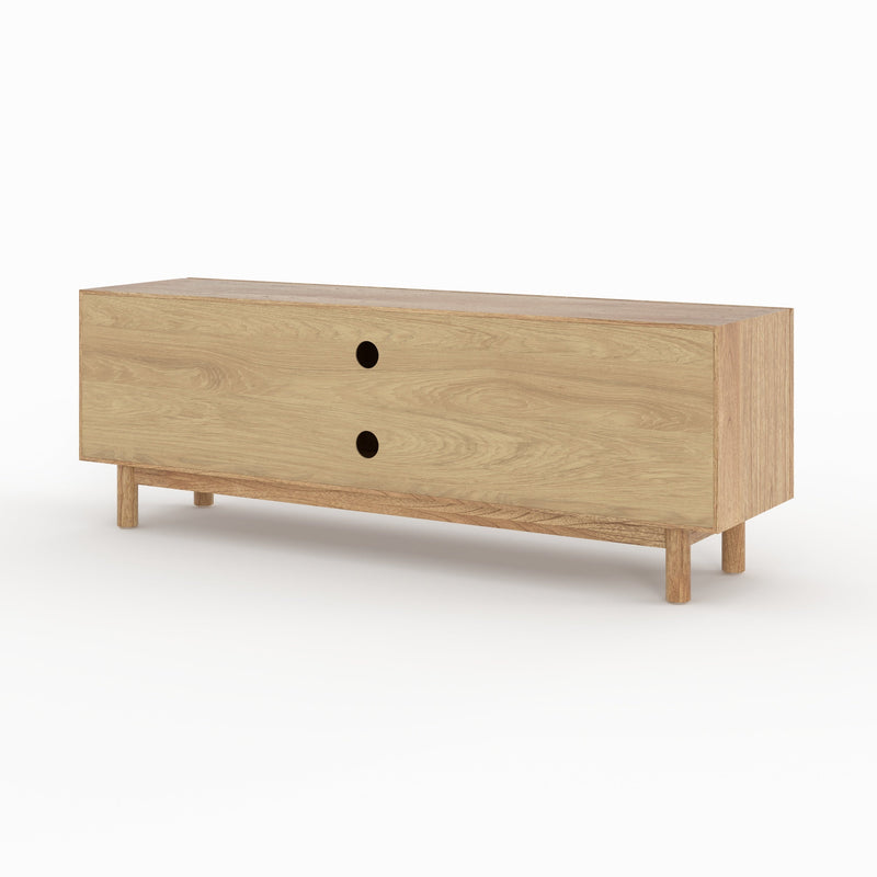 Meuble TV Delya en bois massif de mindi et rotin 160 cm