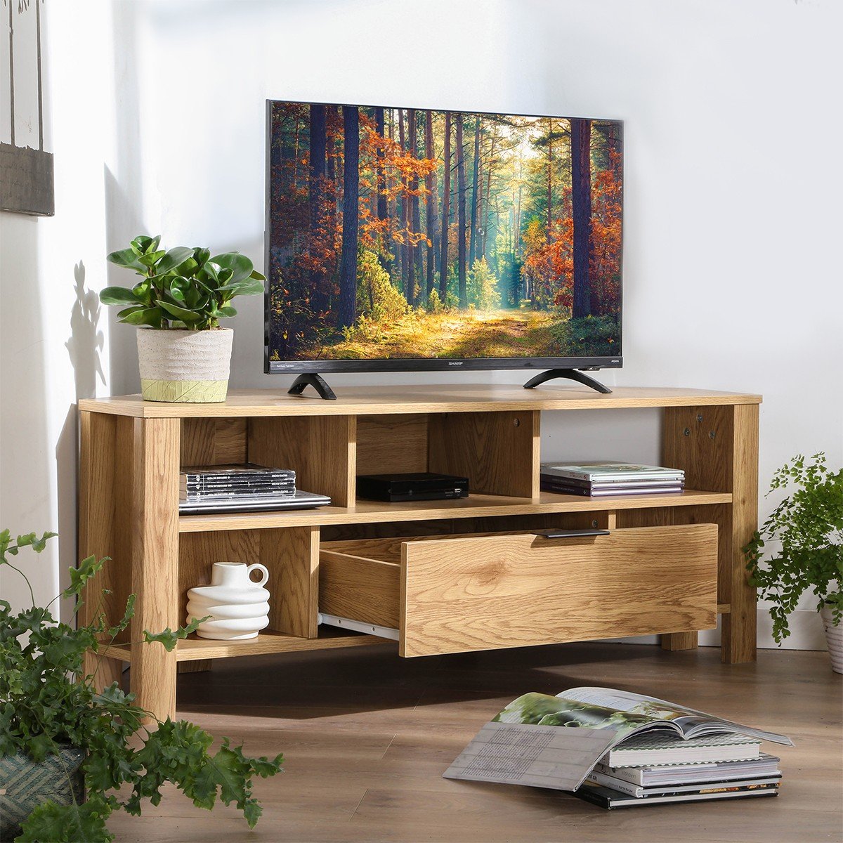 Meuble TV 1 Tiroir - Chêne