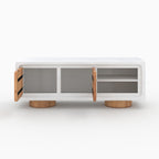 Eden - Mueble para TV de hormigón blanquecino y madera de acacia