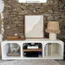 Meuble TV Fira en plâtre blanc cassé 140 cm