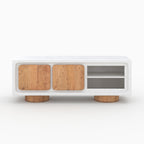 Eden - Mueble para TV de hormigón blanquecino y madera de acacia