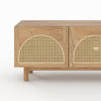 Delya - Mueble TV De Madera Maciza Y Ratán De Mindi