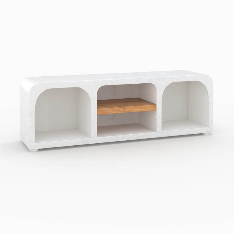 Meuble TV Fira en plâtre blanc cassé 140 cm