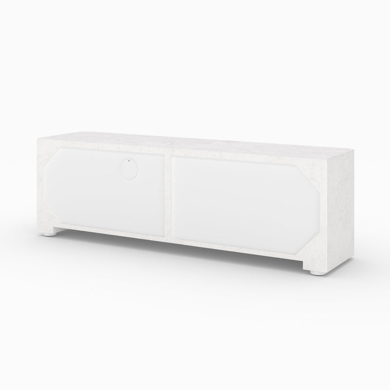 Meuble TV Fira en plâtre blanc cassé 140 cm avec tiroir