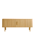 Callan - Mueble de TV con Puertas Correderas - Madera Estriada - Madera Clara