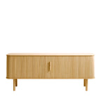 Callan - Mueble de TV con Puertas Correderas - Madera Estriada - Madera Clara