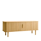 Callan - Mueble de TV con Puertas Correderas - Madera Estriada - Madera Clara