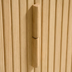 Callan - Mueble de TV con Puertas Correderas - Madera Estriada - Madera Clara