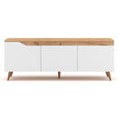 Blanc Mueble de TV escandinavo de 3 puertas en decoración de madera clara - Árbol - Blanc