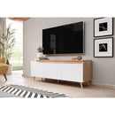 Blanc Mueble de TV escandinavo de 3 puertas en decoración de madera clara - Árbol - Blanc