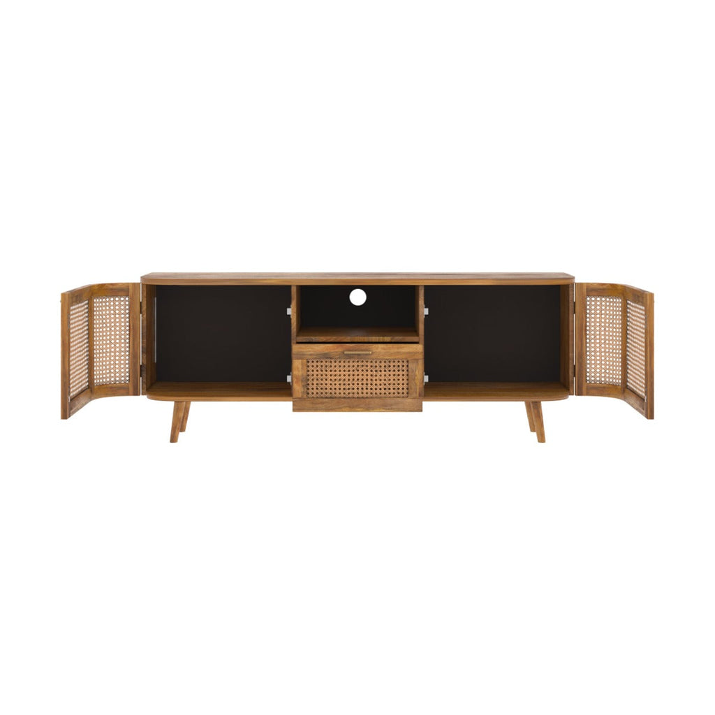Wava - Mueble Tv De Madera De Mango Y Enrejado