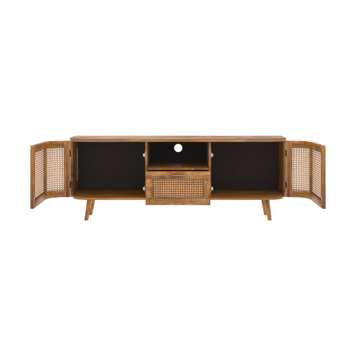 Wava - Mueble Tv De Madera De Mango Y Enrejado