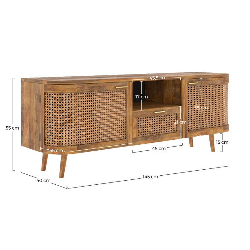 Meuble TV Wava 2 portes, 1 tiroir et 1 niche