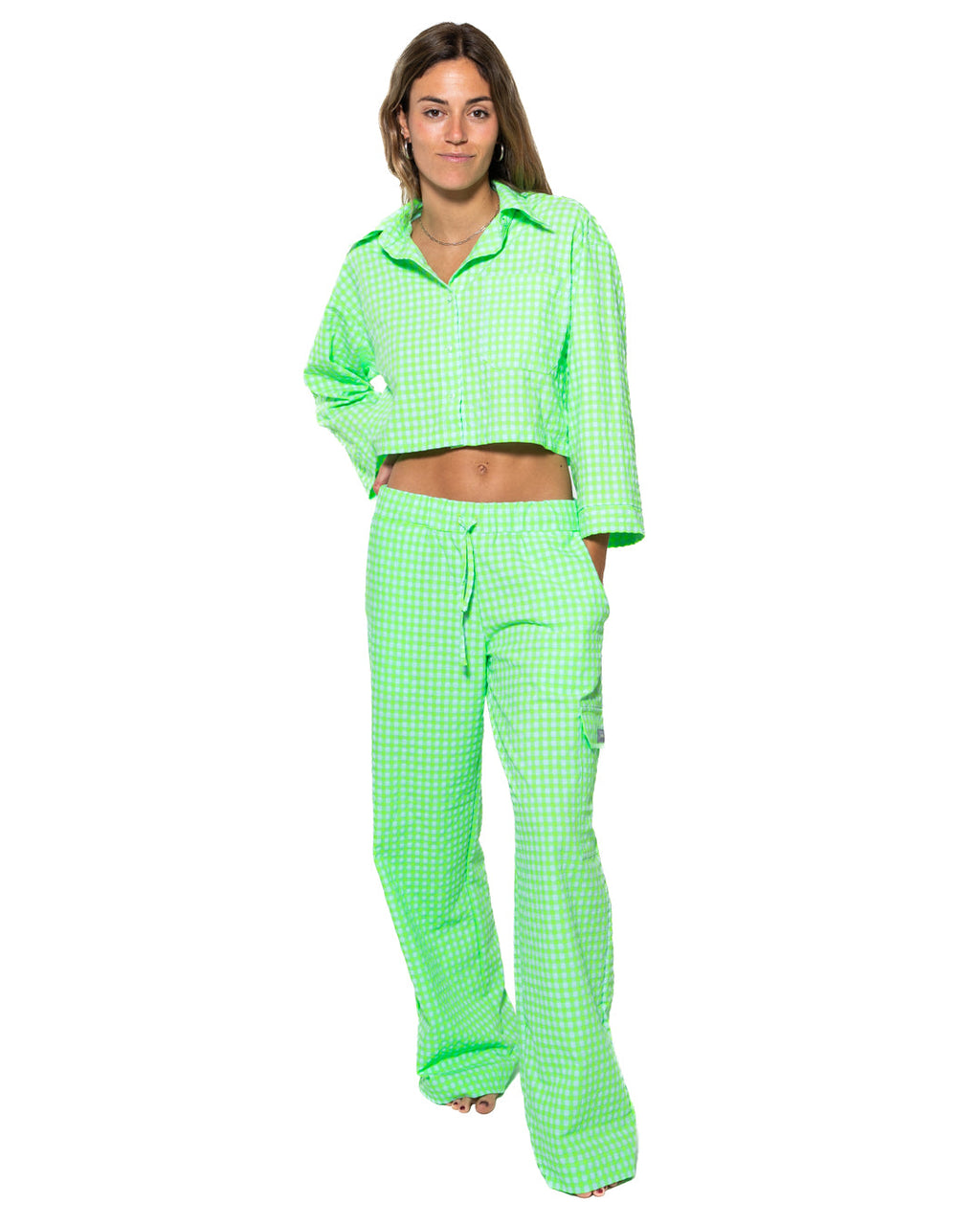 Pantalon À Carreaux Vichy - Lime