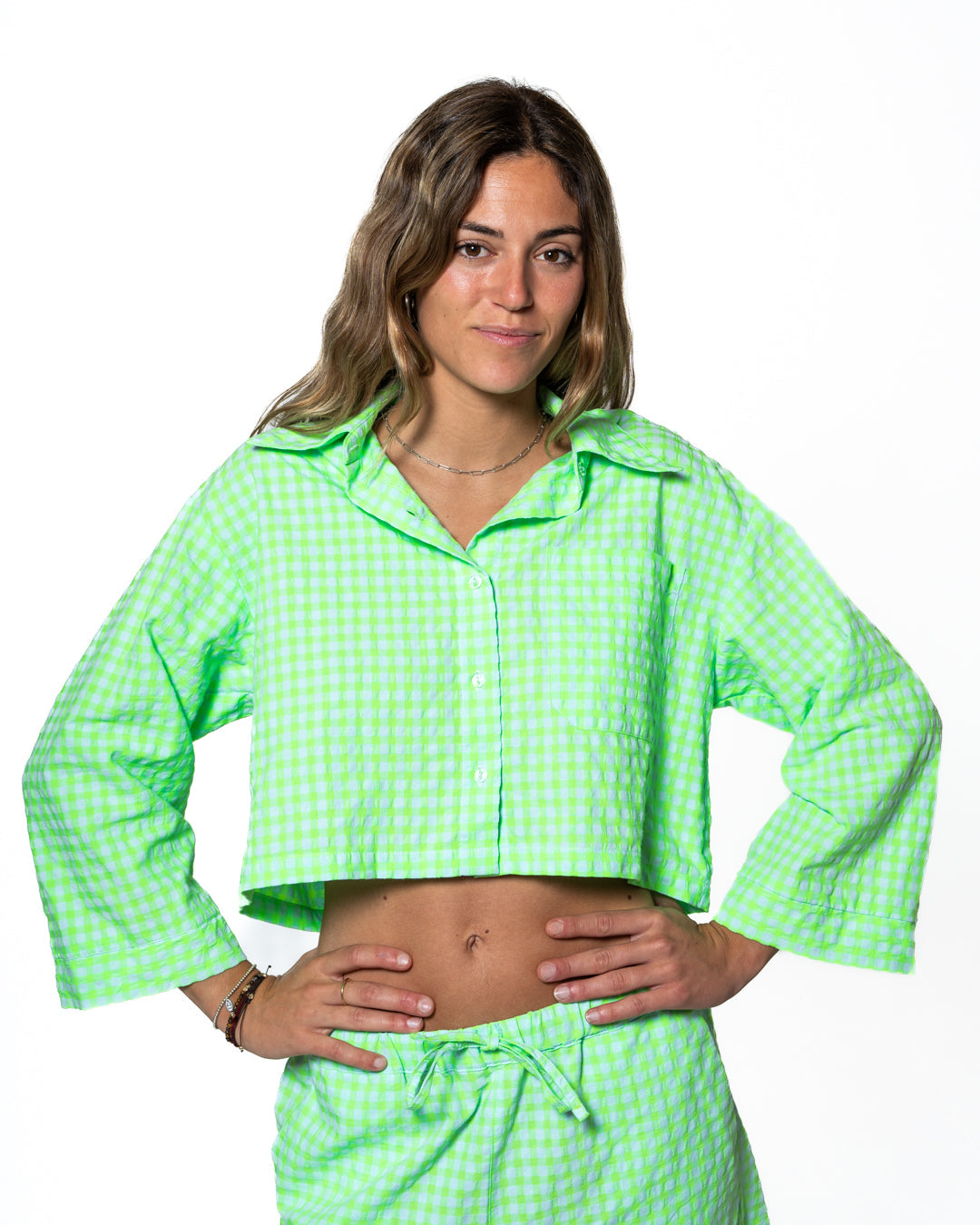 Chemise À Carreaux Vichy - Lime