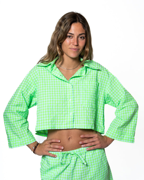 Chemise À Carreaux Vichy - Lime