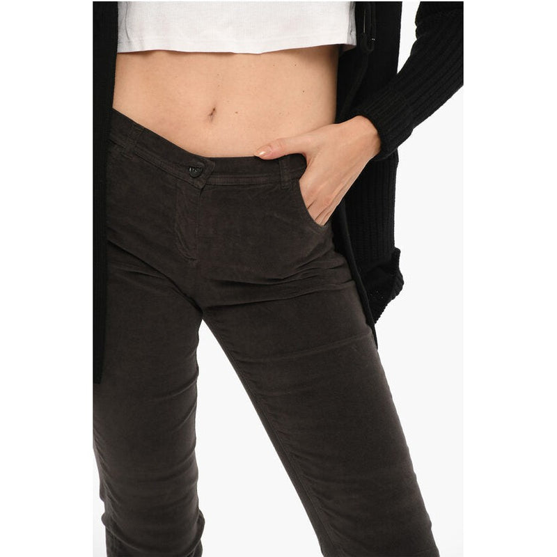 Mid-Waist Velour 4 Pockets Pants