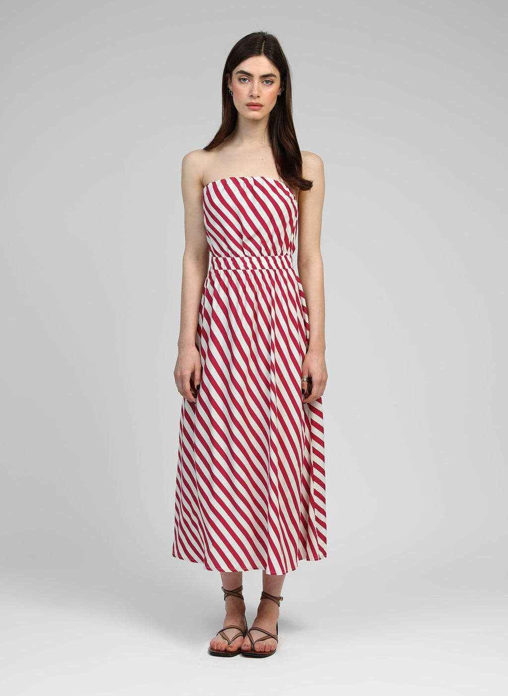 Robe Longue Mikitry Stipe Framboise