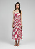Robe Longue Mikitry Stipe Framboise