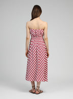 Robe Longue Mikitry Stipe Framboise